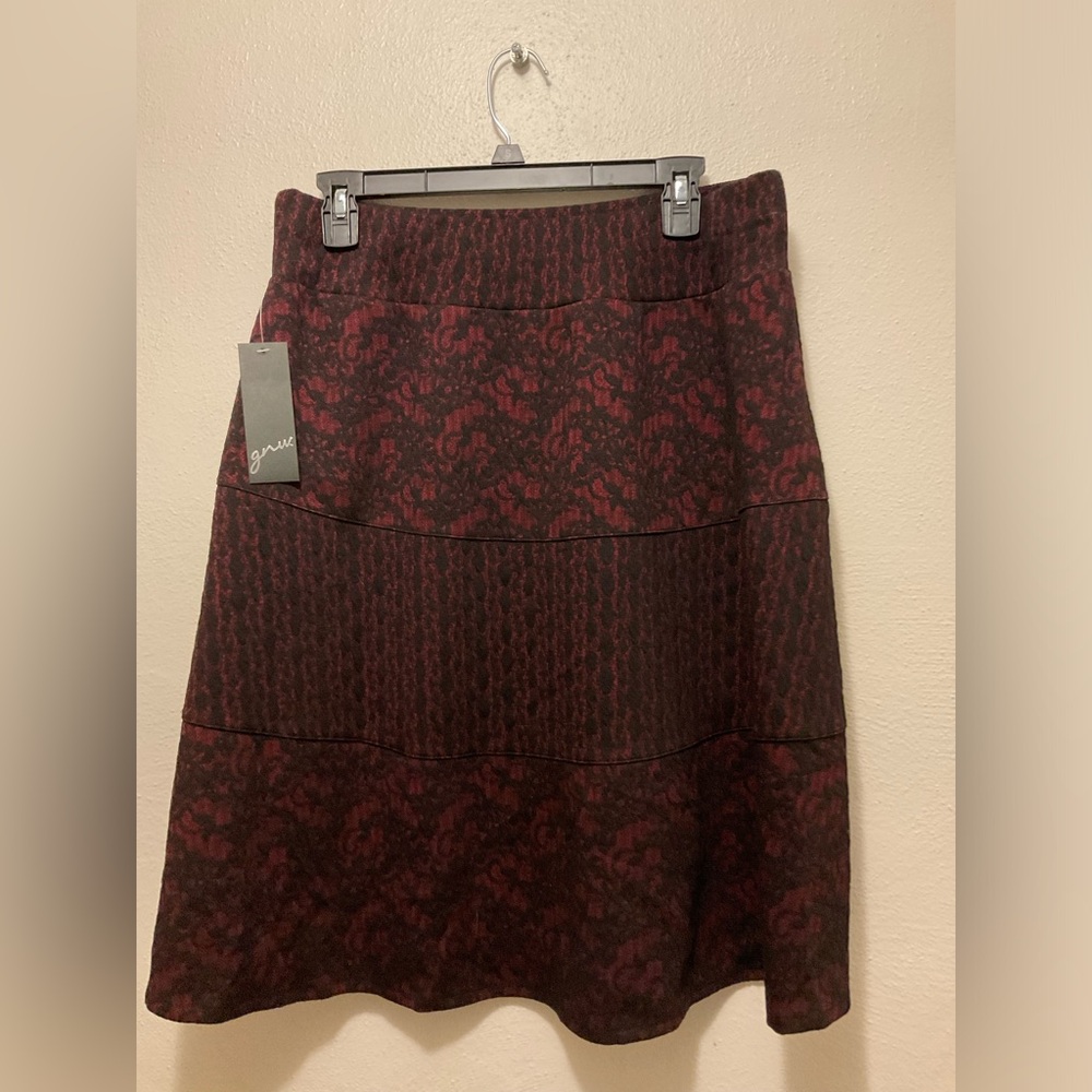Elegant wine printed skirt, feminine goth skirt, Wine Tweed Midi Mermaid Skirt